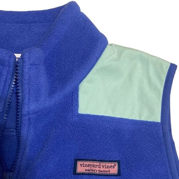 Vineyard Vines Blue and Mint Green Full Zip Fleece Vest Women Size Medium EUC - Picture 4 of 12